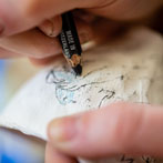 Rebecca Brown working in her studio 2019